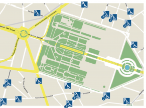 Places de stationnement réservées existantes à proximité du parc du Cinquantenaire