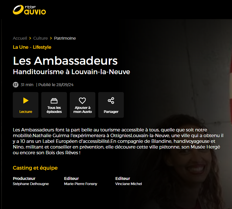 Grand reportage sur le handitourisme à Louvain-la-Neuve réalisé par la RTBF